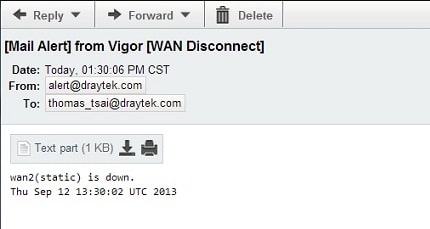 a screenshot of an email from Vigor3900